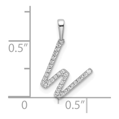 14K White Gold 1/10 ct tw Diamond Letter W Pendant – view 4