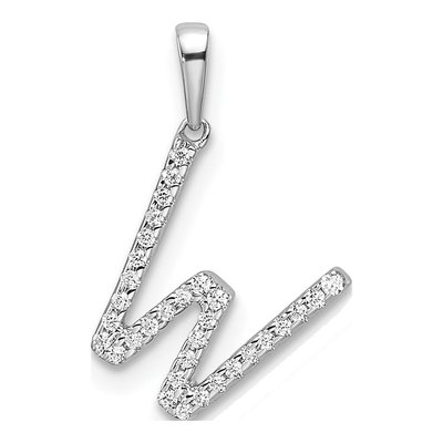 14K White Gold 1/10 ct tw Diamond Letter W Pendant
