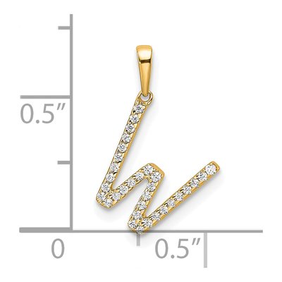 14K Yellow Gold 1/10 ct tw Diamond Letter W Pendant – view 5