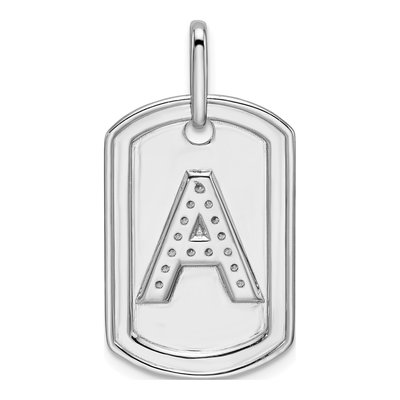 14K White Gold 0.19 ct tw Diamond Dog Tag Initial A Charm – view 4
