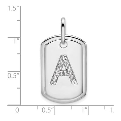 14K White Gold 0.19 ct tw Diamond Dog Tag Initial A Charm – view 5