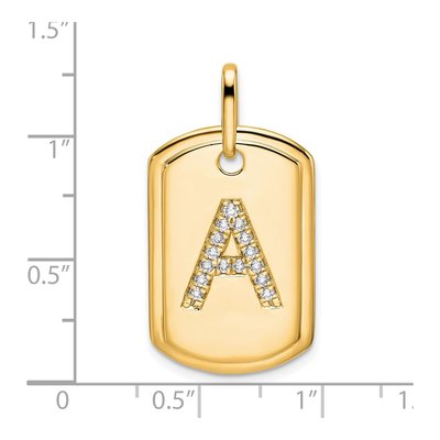 14K Yellow Gold 0.19 ct tw Diamond Dog Tag Initial A Charm – view 2
