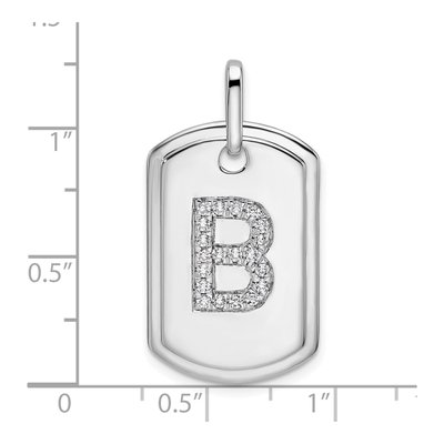 14K White Gold 1/4 ct tw Diamond Dog Tag Initial B Charm – view 5
