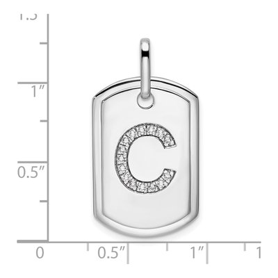 14K White Gold 1/6 ct tw Diamond Dog Tag Initial C Charm – view 5