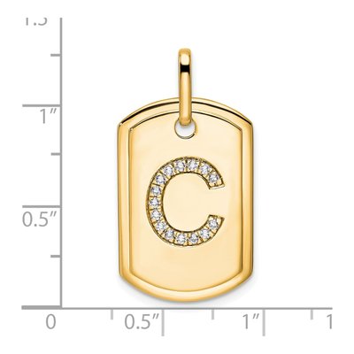 14K Yellow Gold 1/6 ct tw Diamond Dog Tag Initial C Charm – view 2