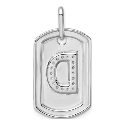 14K White Gold 0.22 ct tw Diamond Dog Tag Initial D Charm – view 4