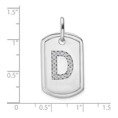 14K White Gold 0.22 ct tw Diamond Dog Tag Initial D Charm – view 5