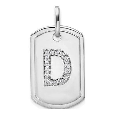 14K White Gold 0.22 ct tw Diamond Dog Tag Initial D Charm