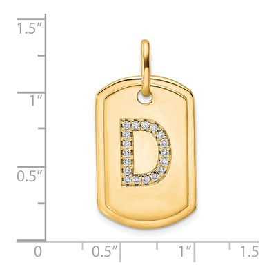 14K Yellow Gold 0.22 ct tw Diamond Dog Tag Initial D Charm – view 3