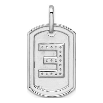 14K White Gold 0.22 ct tw Diamond Dog Tag Initial E Charm – view 4