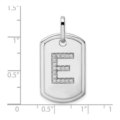 14K White Gold 0.22 ct tw Diamond Dog Tag Initial E Charm – view 5