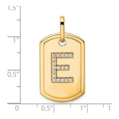 14K Yellow Gold 0.22 ct tw Diamond Dog Tag Initial E Charm – view 3