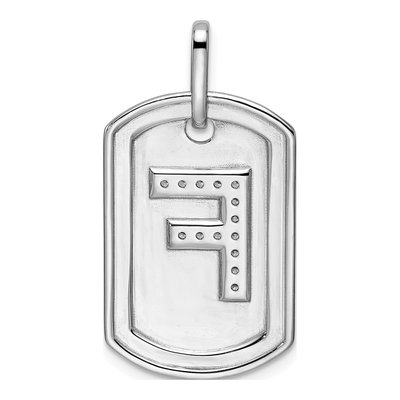 14K White Gold 1/6 ct tw Diamond Dog Tag Initial F Charm – view 4