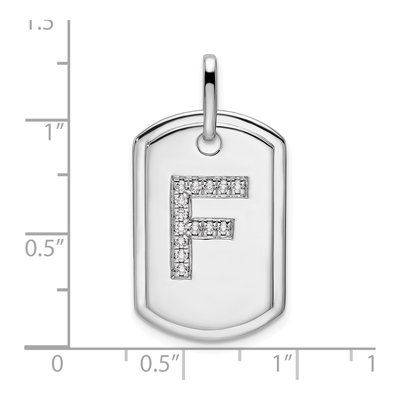 14K White Gold 1/6 ct tw Diamond Dog Tag Initial F Charm – view 5