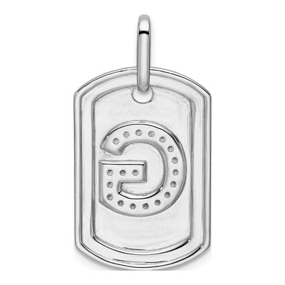 14K White Gold 0.23 ct tw Diamond Dog Tag Initial G Charm – view 4