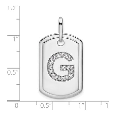 14K White Gold 0.23 ct tw Diamond Dog Tag Initial G Charm – view 5