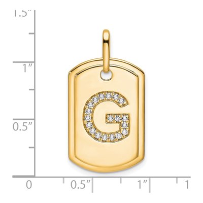 14K Yellow Gold 0.23 ct tw Diamond Dog Tag Initial G Charm – view 2