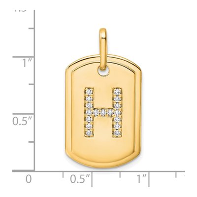 14K Yellow Gold 1/5 ct tw Diamond Dog Tag Initial H Charm – view 2