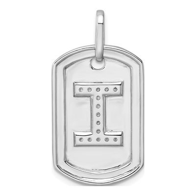 14K White Gold 1/6 ct tw Diamond Initial I Dog Tag Charm – view 4