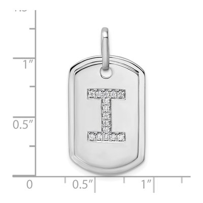 14K White Gold 1/6 ct tw Diamond Initial I Dog Tag Charm – view 5