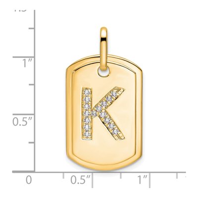 14K Yellow Gold 1/5 ct tw Diamond Dog Tag Initial K Charm – view 2