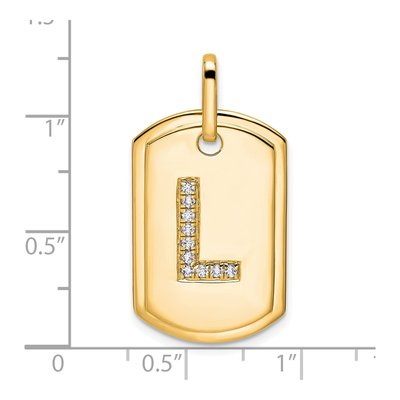 14K Yellow Gold 1/8 ct tw Diamond Dog Tag Initial L Charm – view 2