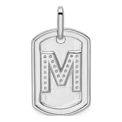 14K White Gold 0.31 ct tw Diamond Dog Tag Initial M Charm – view 4