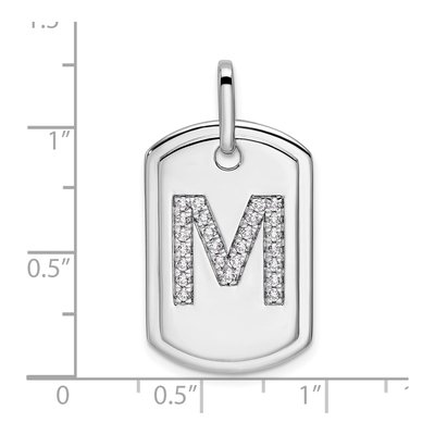 14K White Gold 0.31 ct tw Diamond Dog Tag Initial M Charm – view 5