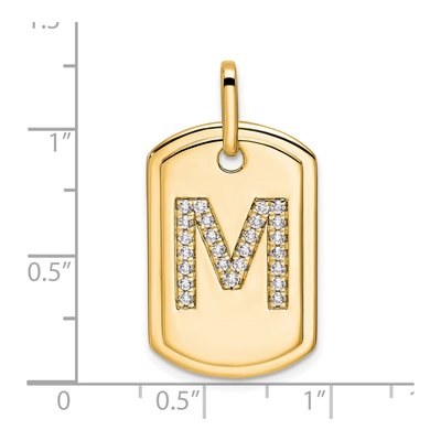 14K Yellow Gold 0.31 ct tw Diamond Dog Tag Initial M Charm – view 2