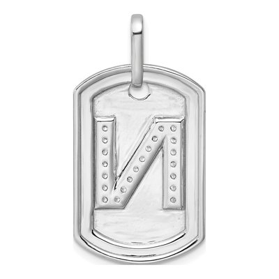 14K White Gold 0.26 ct tw Diamond Dog Tag Initial N Charm – view 4