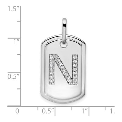 14K White Gold 0.26 ct tw Diamond Dog Tag Initial N Charm – view 5