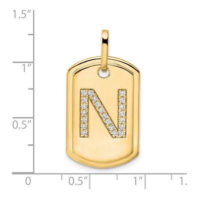 14K Yellow Gold 0.26 ct tw Diamond Dog Tag Initial N Charm – view 2
