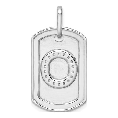 14K White Gold 0.22 ct tw Diamond Dog Tag Initial O Charm – view 4