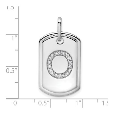 14K White Gold 0.22 ct tw Diamond Dog Tag Initial O Charm – view 5