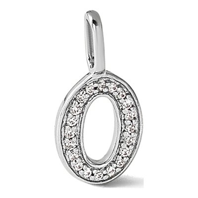 14K White Gold 0.22 ct tw Diamond Dog Tag Initial O Charm – view 6