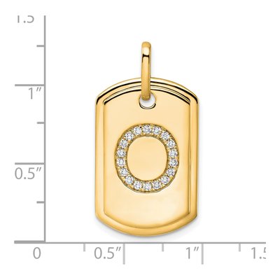14K Yellow Gold 0.22 ct tw Diamond Dog Tag Initial O Charm – view 2