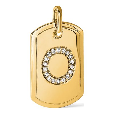 14K Yellow Gold 0.22 ct tw Diamond Dog Tag Initial O Charm – view 3