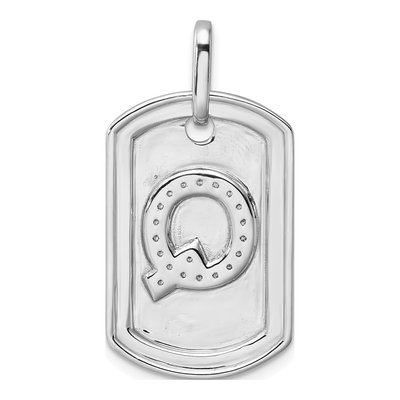 14K White Gold 1/5 ct tw Diamond Dog Tag Initial Q Charm – view 4
