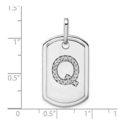 14K White Gold 1/5 ct tw Diamond Dog Tag Initial Q Charm – view 5