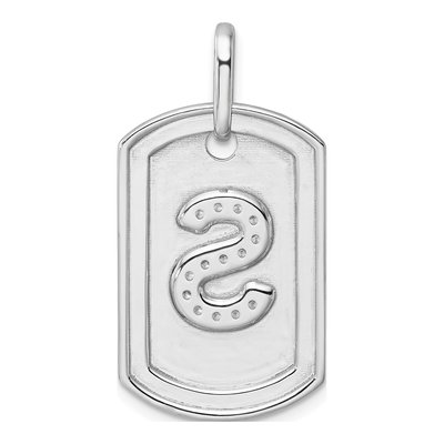 14K White Gold 1/6 ct tw Diamond Dog Tag Initial S Charm – view 4