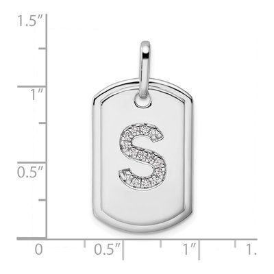 14K White Gold 1/6 ct tw Diamond Dog Tag Initial S Charm – view 5