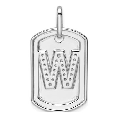 14K White Gold 0.29 ct tw Diamond Dog Tag Initial W Charm – view 4