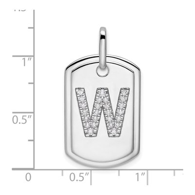 14K White Gold 0.29 ct tw Diamond Dog Tag Initial W Charm – view 5