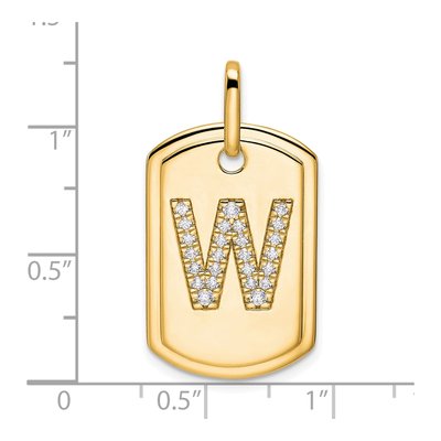 14K Yellow Gold 0.29 ct tw Diamond Dog Tag Initial W Charm – view 2