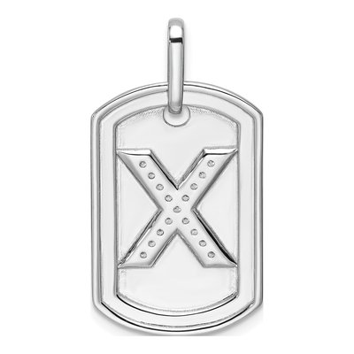 14K White Gold 1/6 ct tw Diamond Dog Tag Initial X Charm – view 4