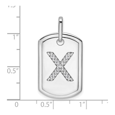 14K White Gold 1/6 ct tw Diamond Dog Tag Initial X Charm – view 5