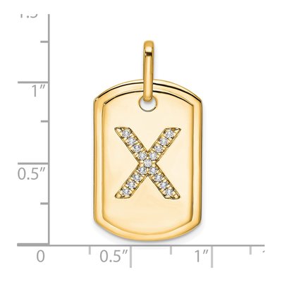 14K Yellow Gold 1/6 ct tw Diamond Dog Tag Initial X Charm – view 2