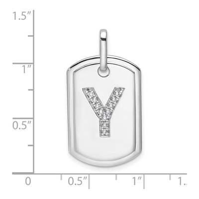 14K White Gold 1/7 ct tw Diamond Dog Tag Initial Y Charm – view 5