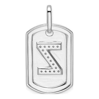 14K White Gold 1/6 ct tw Diamond Dog Tag Initial Z Charm – view 4