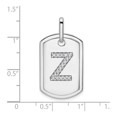 14K White Gold 1/6 ct tw Diamond Dog Tag Initial Z Charm – view 5